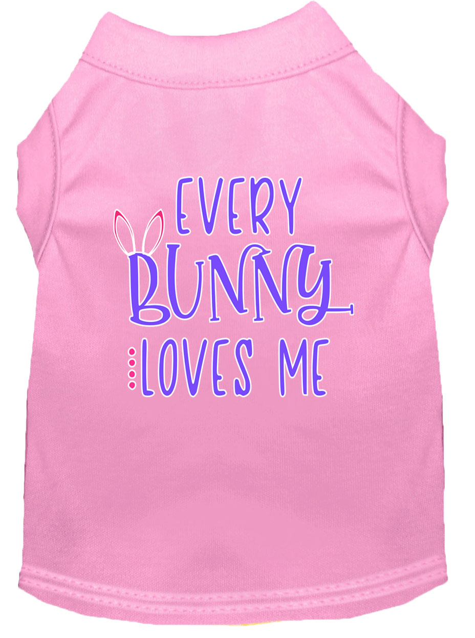 Every Bunny Loves me Screen Print Dog Shirt Light Pink Lg